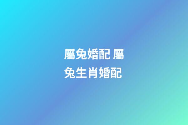 屬兔婚配 屬兔生肖婚配